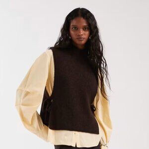 New w/o tags: & Other Stories wool & mohair mock neck sweater vest with side tie